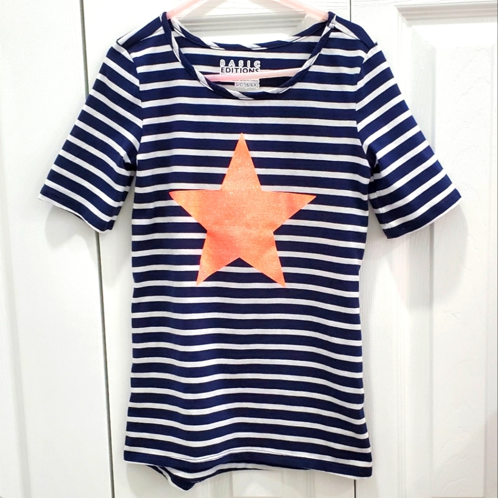 Basic Editions girls striped tunic top, Size 6-6X